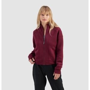 Freely Women's Briana Full Zip Mock Neck Relaxed Fit Jacket Zinfandel Medium $40